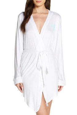 Honeydew Intimates White 'Wifey' Rayon Short Robe thumbnail 1
