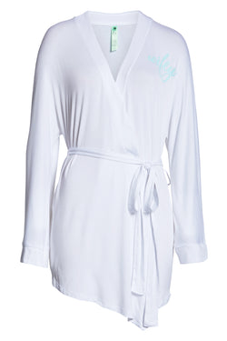 Honeydew Intimates White 'Wifey' Rayon Short Robe thumbnail 4