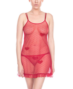 Honeydew Makenzie Dot-mesh Chemise & Thong Lingerie Set Cupid thumbnail 1