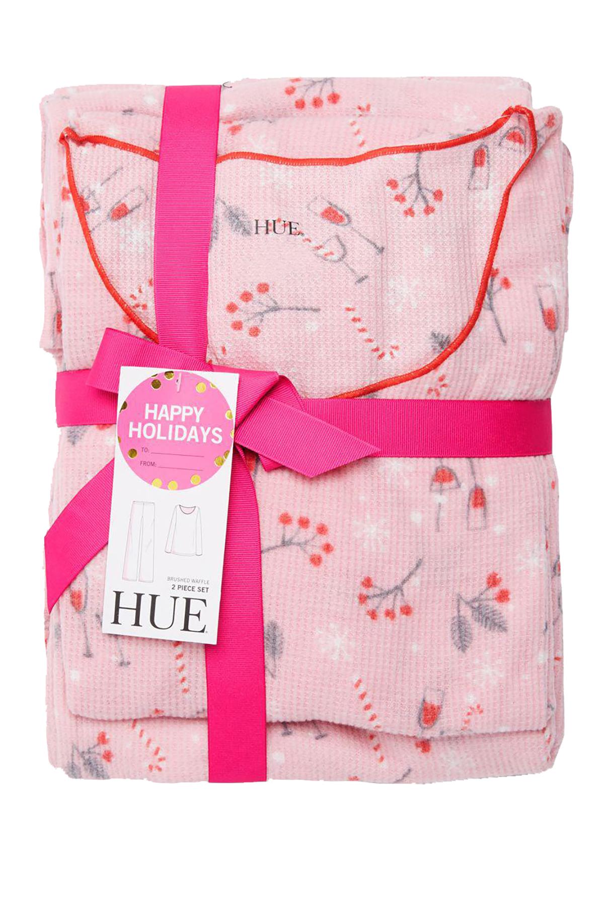 Hue Cameo-Pink Cozy-Cocktail Waffle-Knit Pajama Set