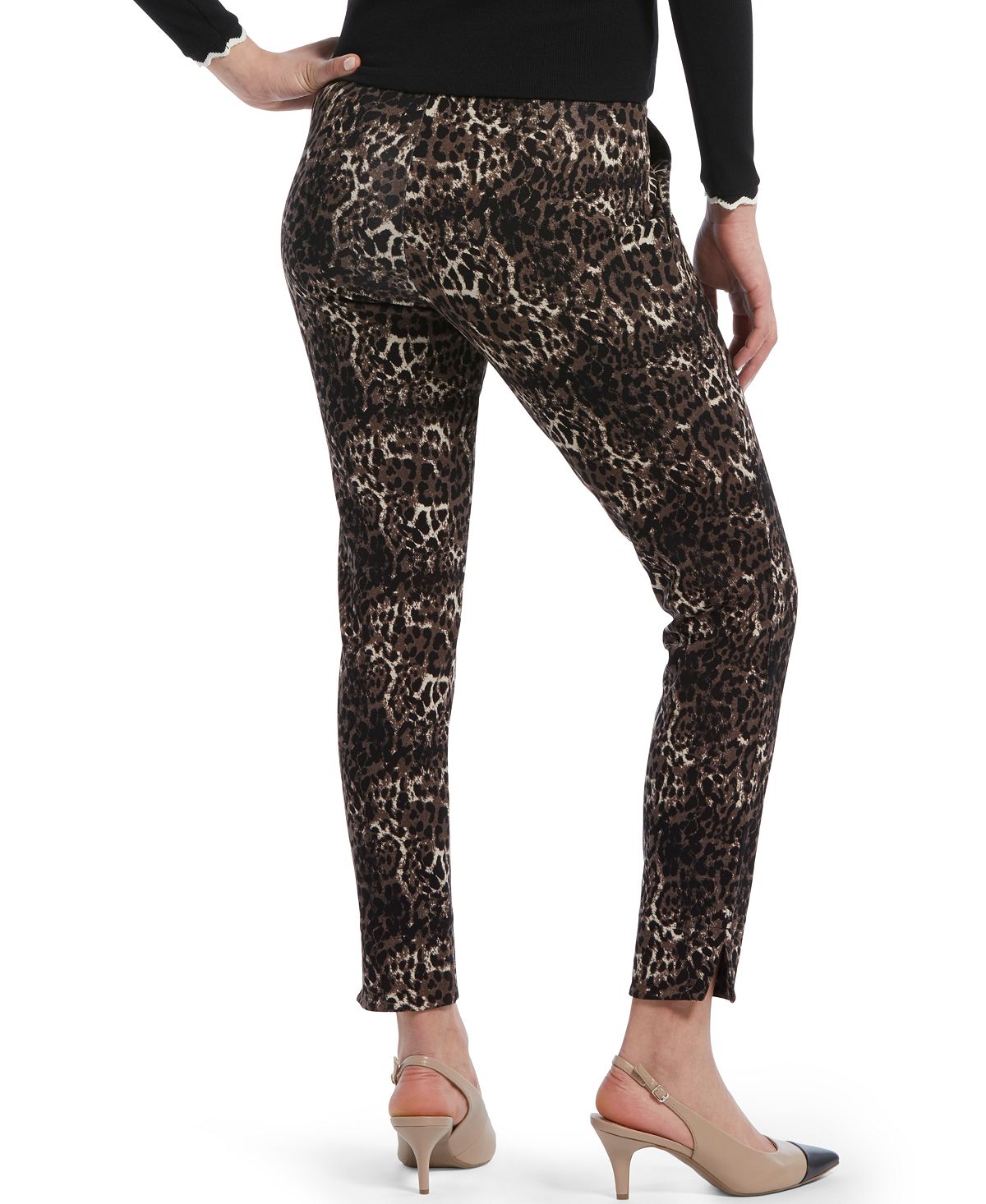 Hue Leopard-print Pont-knit 7/8 Leggings Brown