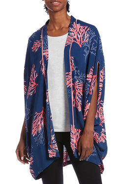 Hue Printed Kimono Wrap in Flower Pop Medieval Blue thumbnail 1