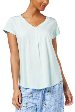 Hue Solid Brook-Green Pleated Modal Pajama Top thumbnail 3