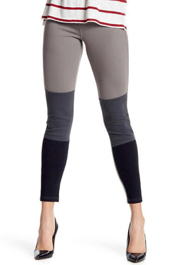 Hue Steel-Grey Color-Blocked Denim Legging thumbnail 2