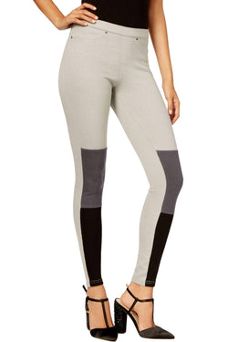 Hue Steel-Grey Color-Blocked Denim Legging thumbnail 1