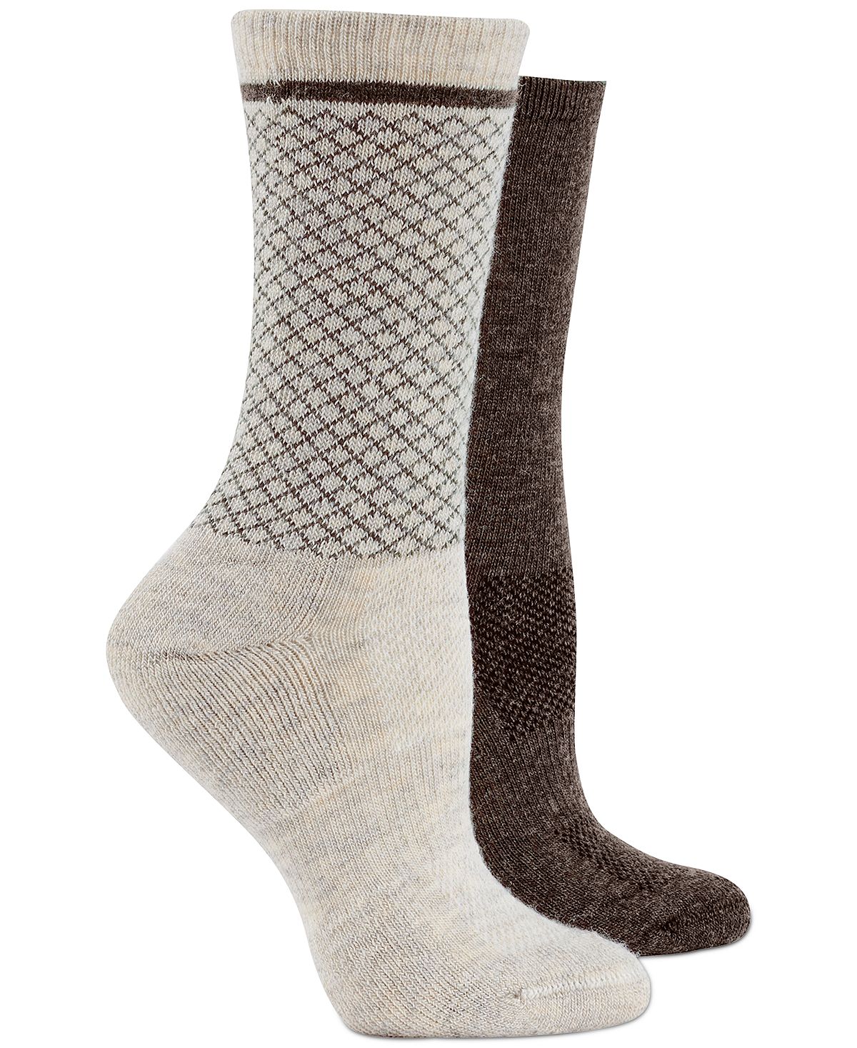 Hue Wo 2-pk. Boot Socks Oatmeal Combo W/espresso Solid