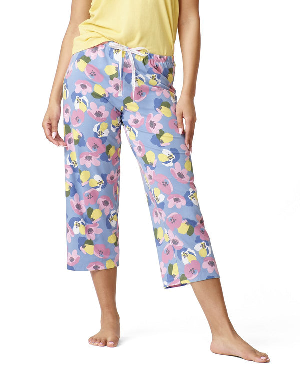 Hue floral Modern Classic Pj Capri Pajama Pants Faded-denim