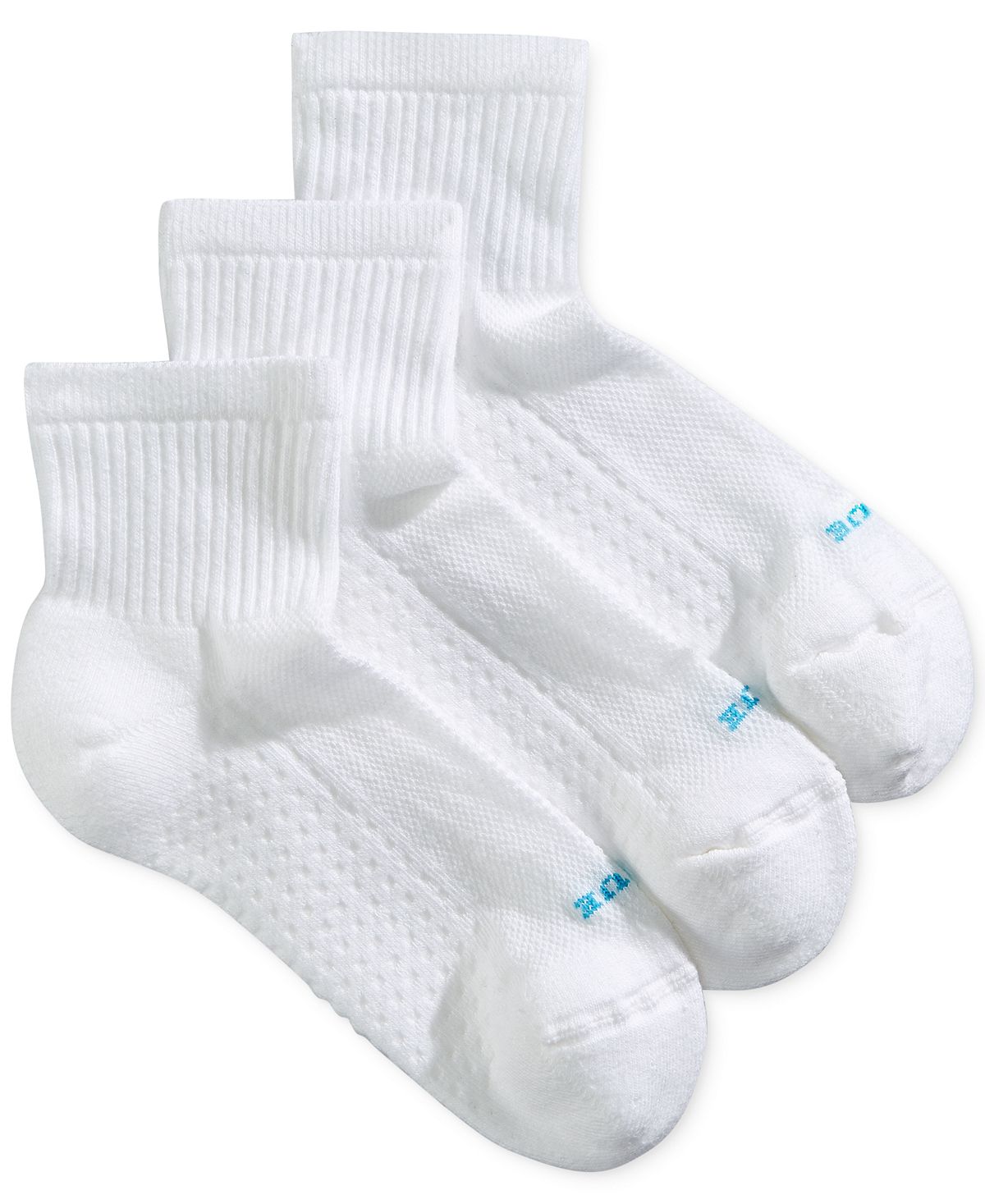 Hue wo Air Cushion Mini Crew 3 Pack Socks White