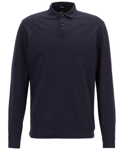 Hugo Boss Boss Regular/classic-fit Long-sleeve Cotton Polo Dark Navy thumbnail 1