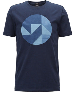 Hugo Boss Boss Slim-fit Graphic Cotton T-shirt Dark Navy thumbnail 1