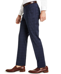 Hugo Boss Classic-fit Blue Plaid Suit Pants Dark Blue thumbnail 4