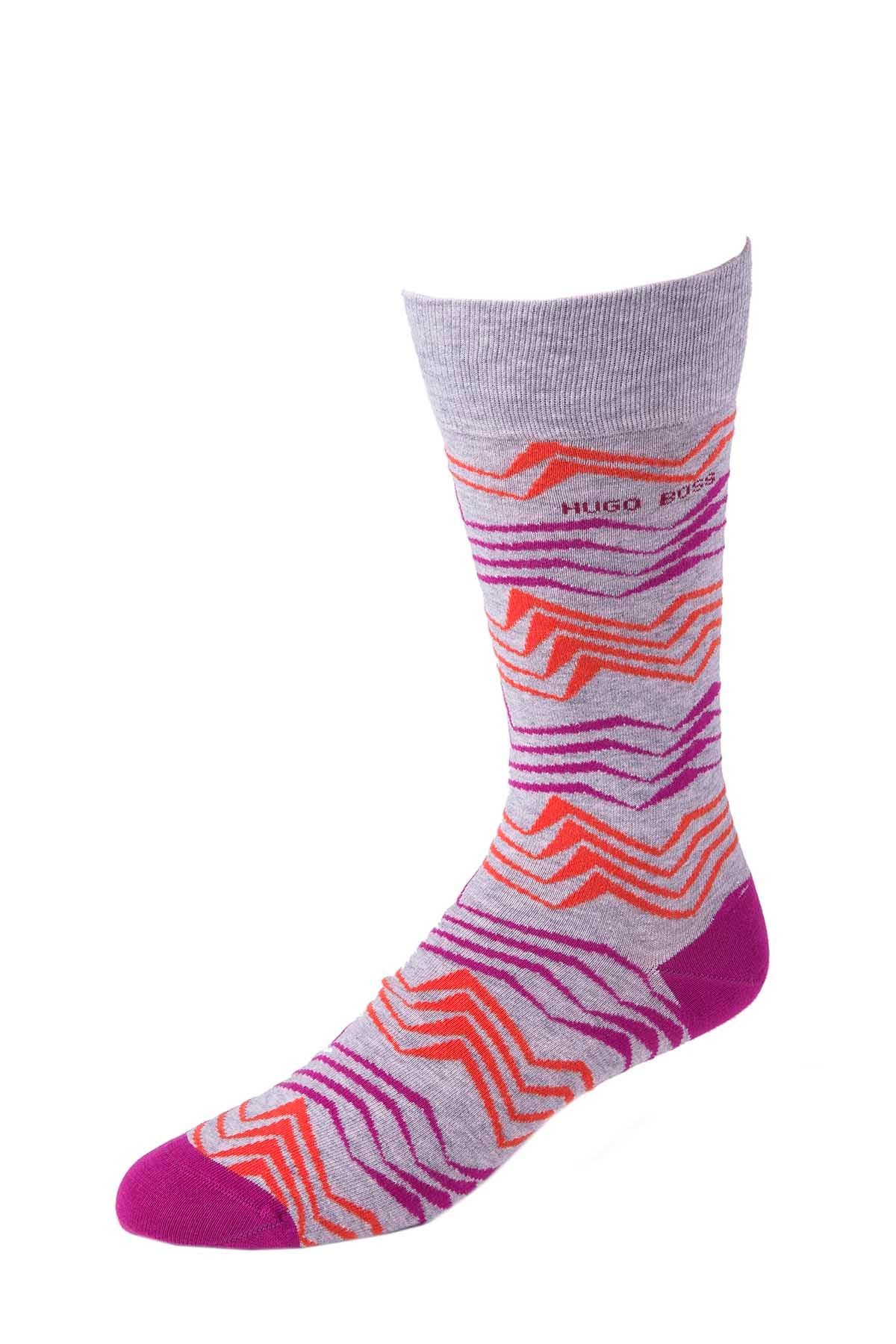 Hugo Boss Grey & Orange Combed Cotton Sock