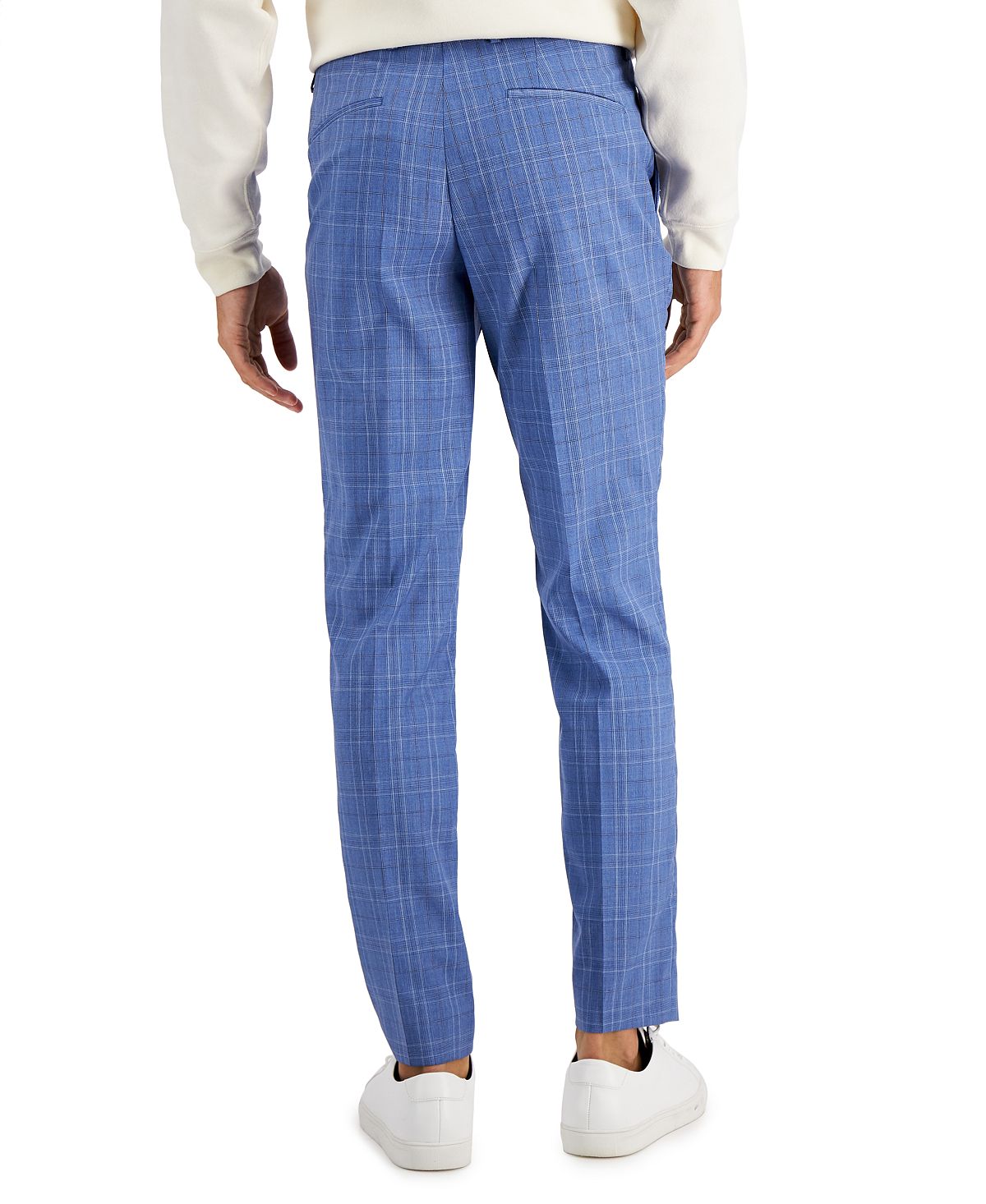 Hugo Boss Modern-fit Check Wool Suit Pants Meduim Blue Plaid