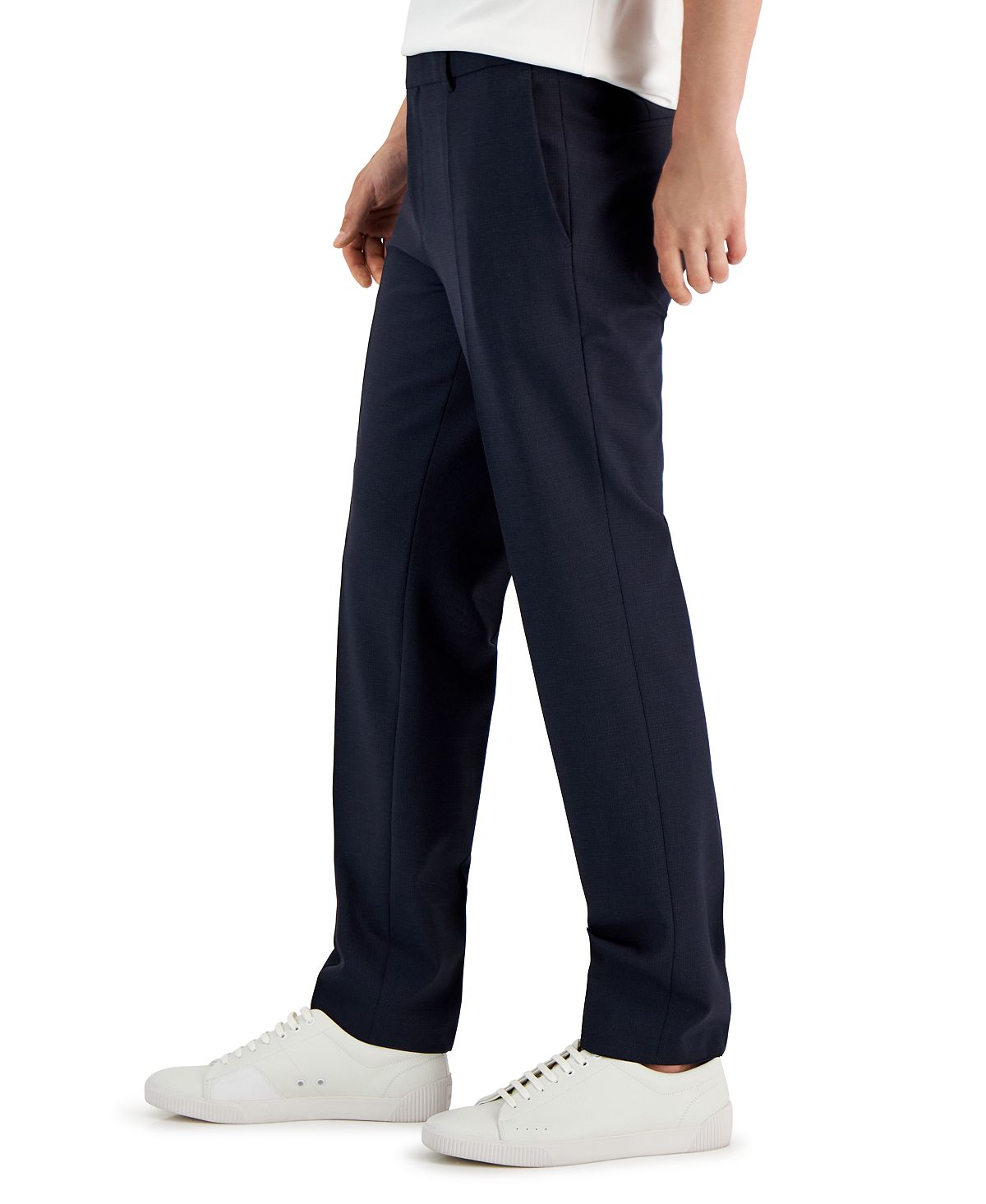 Hugo Boss Slim-fit Super Flex Stretch Micro-check Suit Pants Navy Micro