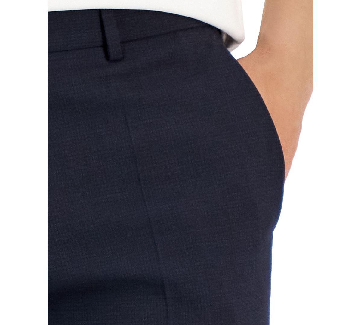 Hugo Boss Slim-fit Super Flex Stretch Micro-check Suit Pants Navy Micro