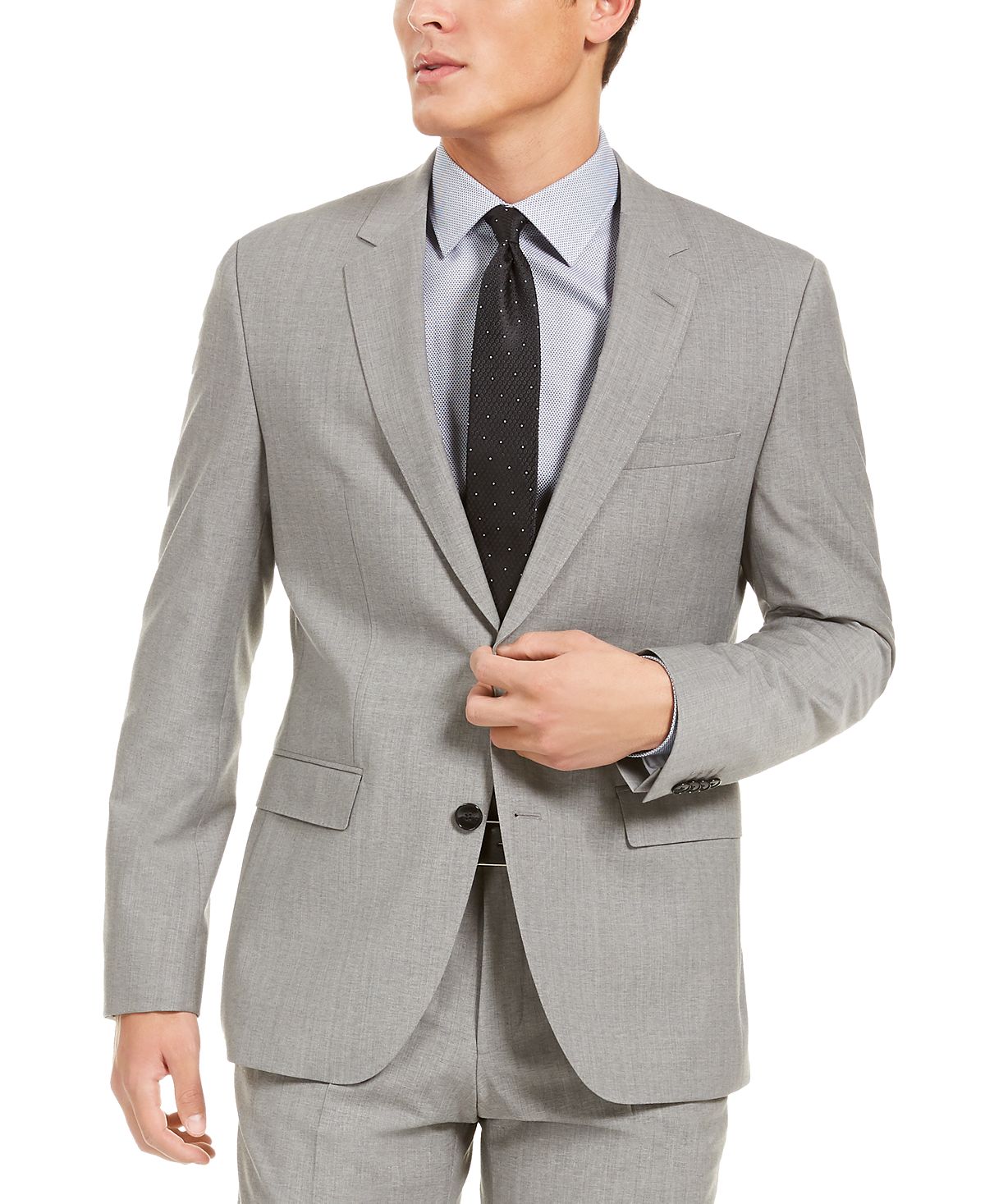 Hugo Modern-fit Stretch Suit Separate Jackets Light Grey Sharkskin