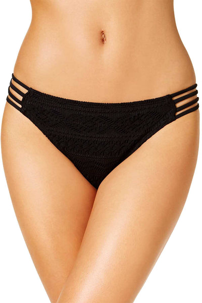 Hula Honey Black Little Wild One Crochet Strappy Hipster Bikini Bottom