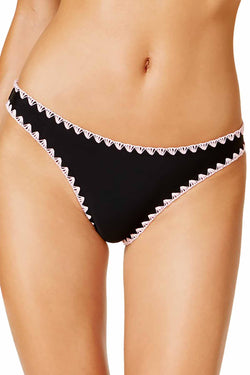 Hula Honey Black/Pink Shell-Stitch Solid Cheeky Bikini Brief thumbnail 2
