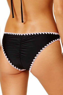 Hula Honey Black/Pink Shell-Stitch Solid Cheeky Bikini Brief thumbnail 3