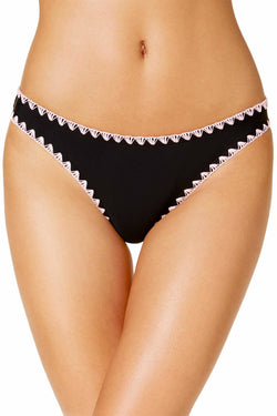 Hula Honey Black/Pink Shell-Stitch Solid Cheeky Bikini Brief thumbnail 1