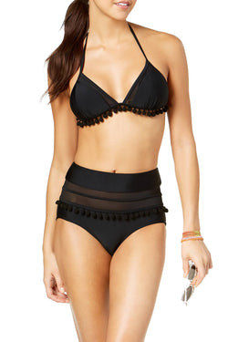 Hula Honey Black Pom Pom Halter Bikini Top thumbnail 4