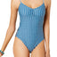 Hula Honey Blue-Gingham Picnic Printed Lace-Up One-Piece Swimsuit