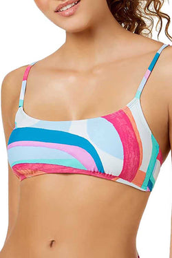 Hula Honey Flying Colors Printed Strappy Back Bikini Top in Multicolor thumbnail 2