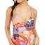 Hula Honey Juniors' Palm Play Printed Strappy Tankini Top Turmeric Multi