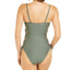 Hula Honey Juniors' Rhythm Ribbed Side-lace One-piece Swimsuit Olive