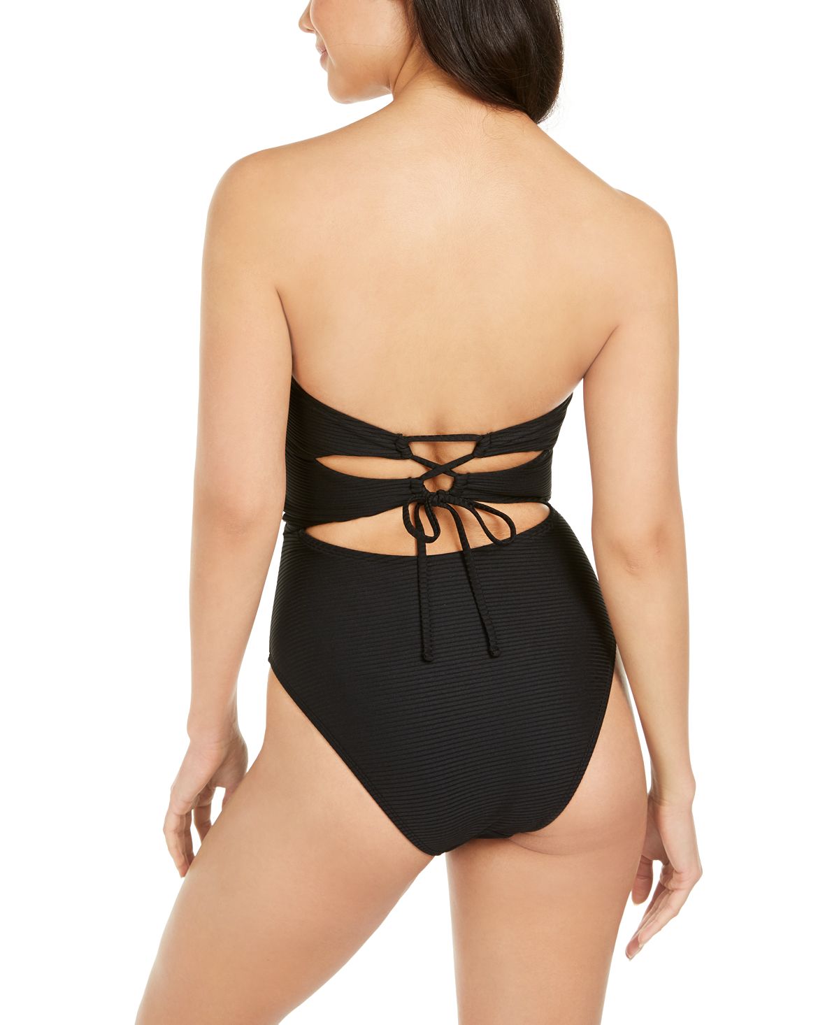 Hula Honey Juniors' Ribbed One-piece Swimsuit Black