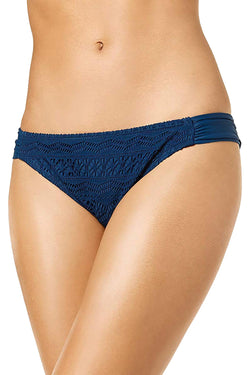 Hula Honey Little Wild One Crochet Tab Side Hipster Bikini Bottom in Blue thumbnail 2