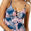 Hula Honey Paradise Leaves Tankini Top in Blue/Pink