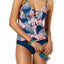 Hula Honey Paradise Leaves Tankini Top in Blue/Pink