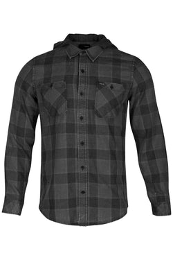 Hurley Black/Grey Landon Hooded Button Up Shirt thumbnail 1