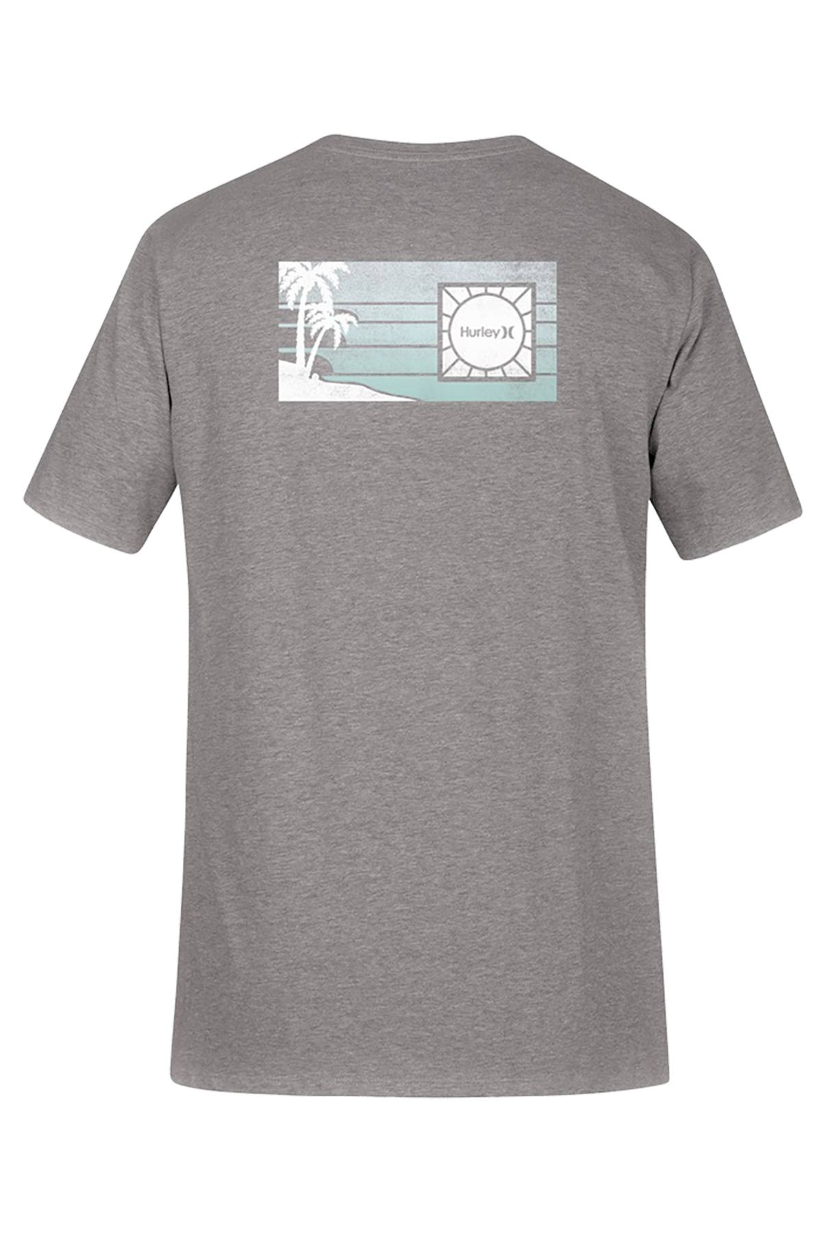 Hurley Heather-Grey Fall-Out Logo Printed Tee