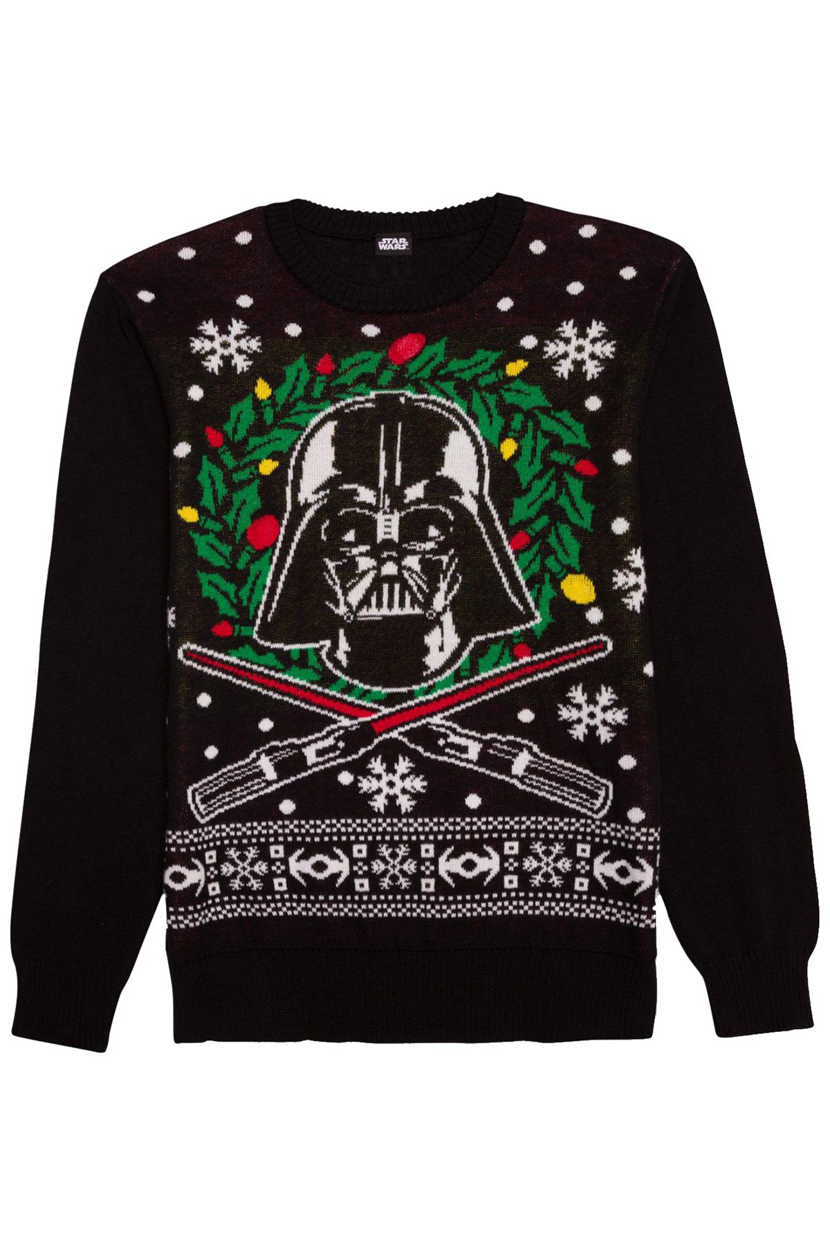 Hybrid Apparel Black Light-Up Star-Wars Holiday Sweater