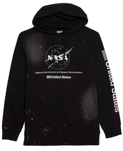 Hybrid Apparel Nasa Usa Bleach Hooded Fleece Sweatshirt Black thumbnail 1