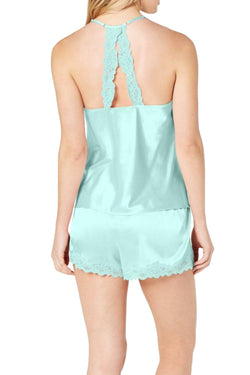INC International Concepts Aquamarine Satin Lace Trim Cami / Short Set thumbnail 2