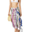 INC International Concepts Black/Bright Dye-Wash Striped Tassel Wrap / Sarong / Scarf