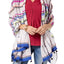INC International Concepts Black/Bright Dye-Wash Striped Tassel Wrap / Sarong / Scarf