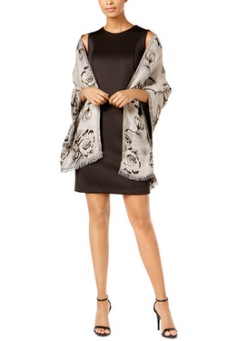 INC International Concepts Black Floral Jacquard Wrap / Scarf thumbnail 2