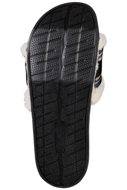 INC International Concepts Black/Multi Faux Fur Varsity Slide Slippers thumbnail 3
