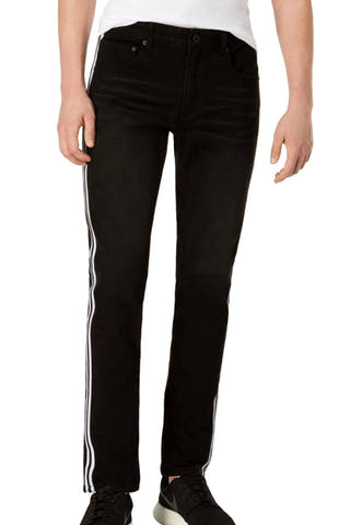 INC International Concepts Black-Wash Side-Striped Stockholm Skinny Jeans