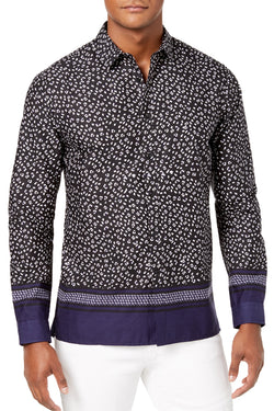 INC International Concepts Blue Combo Multi Print Shirt thumbnail 1