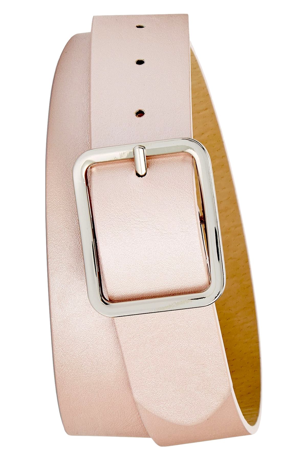 INC International Concepts Blush/Silver Metallic Solid Casual Belt