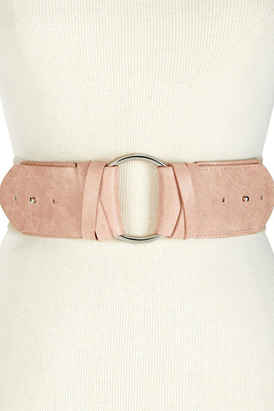 INC International Concepts Blush/Silver-Ring Stretch Belt