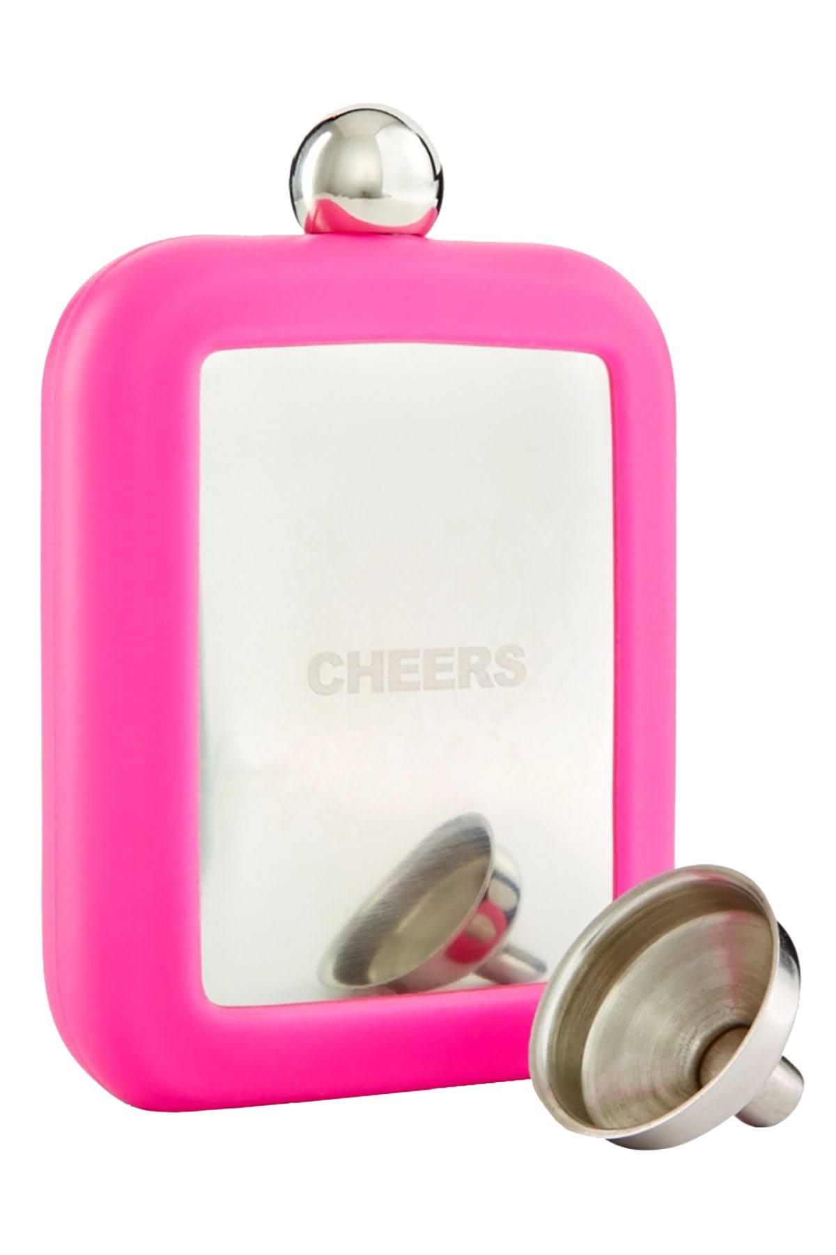 INC International Concepts Bright Pink CHEERS Stainless Steel Flask