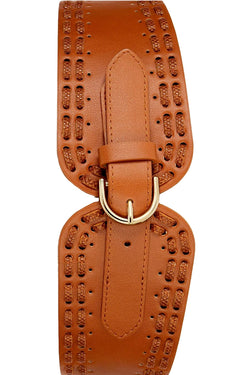 INC International Concepts Cognac/Gold Laced Stretch-Waist Belt thumbnail 2
