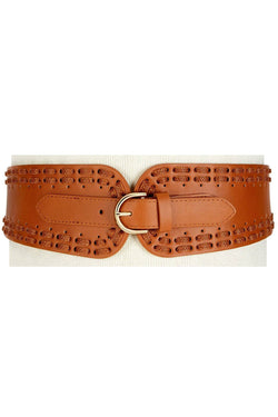 INC International Concepts Cognac/Gold Laced Stretch-Waist Belt thumbnail 3