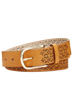 INC International Concepts Cognac/Gold Perforated Belt thumbnail 2